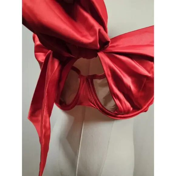Adore Me Red Satin Gynger Lined Bra Women's Size 1X - Picture 5 of 9